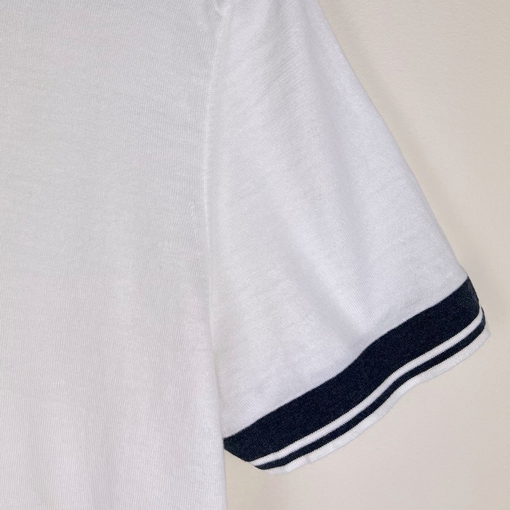 Michele Negri Italian Lightweight Knit Nautical Preppy Quiet Luxury Polo Shirt M - Picture 5 of 8